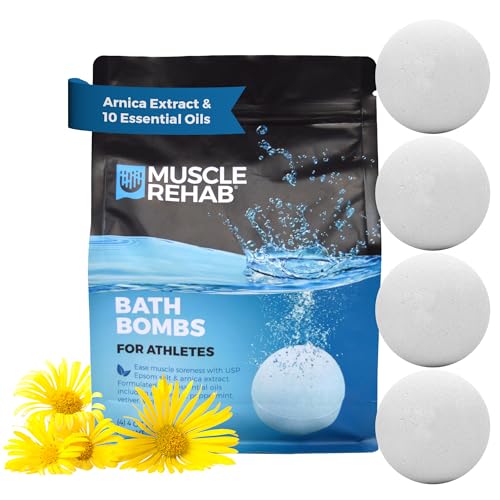 Epsom Salt Magnesium Bath Bombs for Muscle Recovery - Fast-Absorbing Muscle Soak with Arnica, Clary Sage & Eucalyptus -