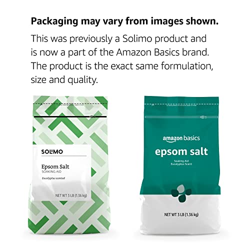 Amazon Basics Epsom Salt Soaking Aid, Eucalyptus Scented, for Relaxed Muscles, 3 Pound (Pack of 6) (Previously Solimo)