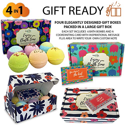 Bath Bombs for Women Gift Set - 24 Natural and Organic Bath Bombs with Essential Oils & Moisturizing Shea Butter
24 Natu
