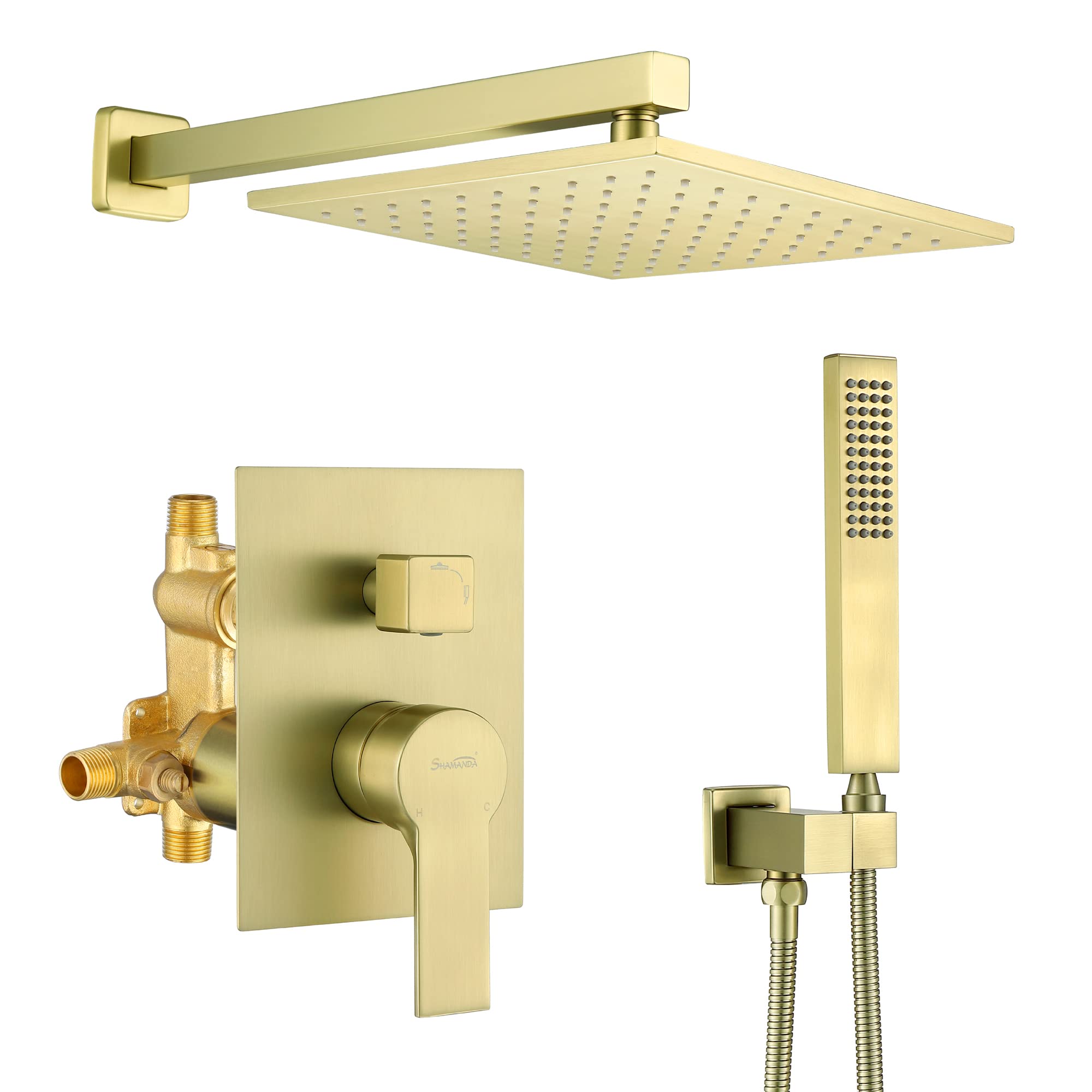 Luxuly SHAMANDA Brass Rainfall Shower System Brushed Gold for Bathroom
| SHAMANDA L70001-3 Brushed Gold Rainfall Shower