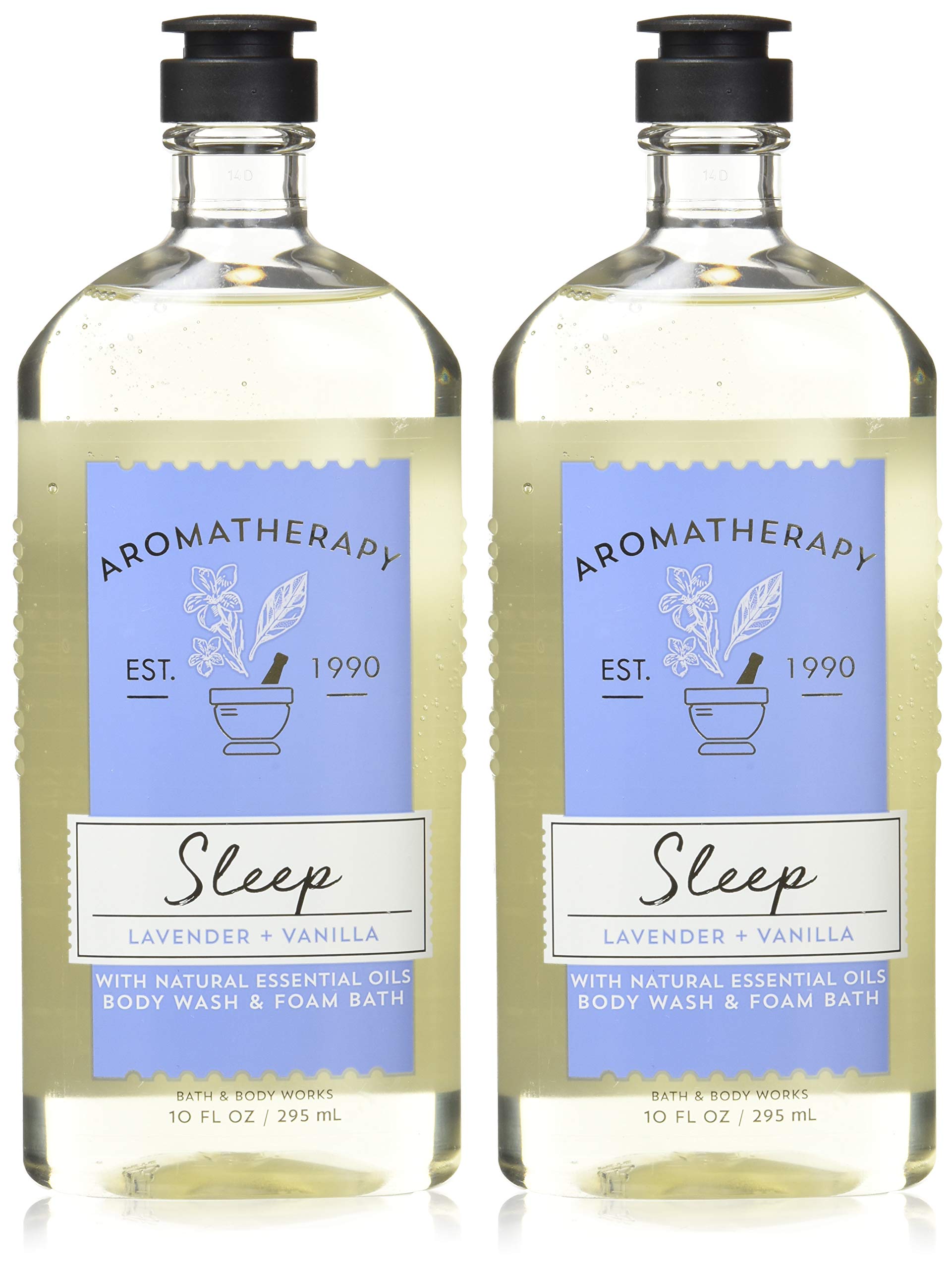 Bath and Body Works Aromatherapy Sleep Lavender Vanilla Body Wash Foam Bath for Relaxed Sleep - 2 Pack, 10 Ounces per Bo
