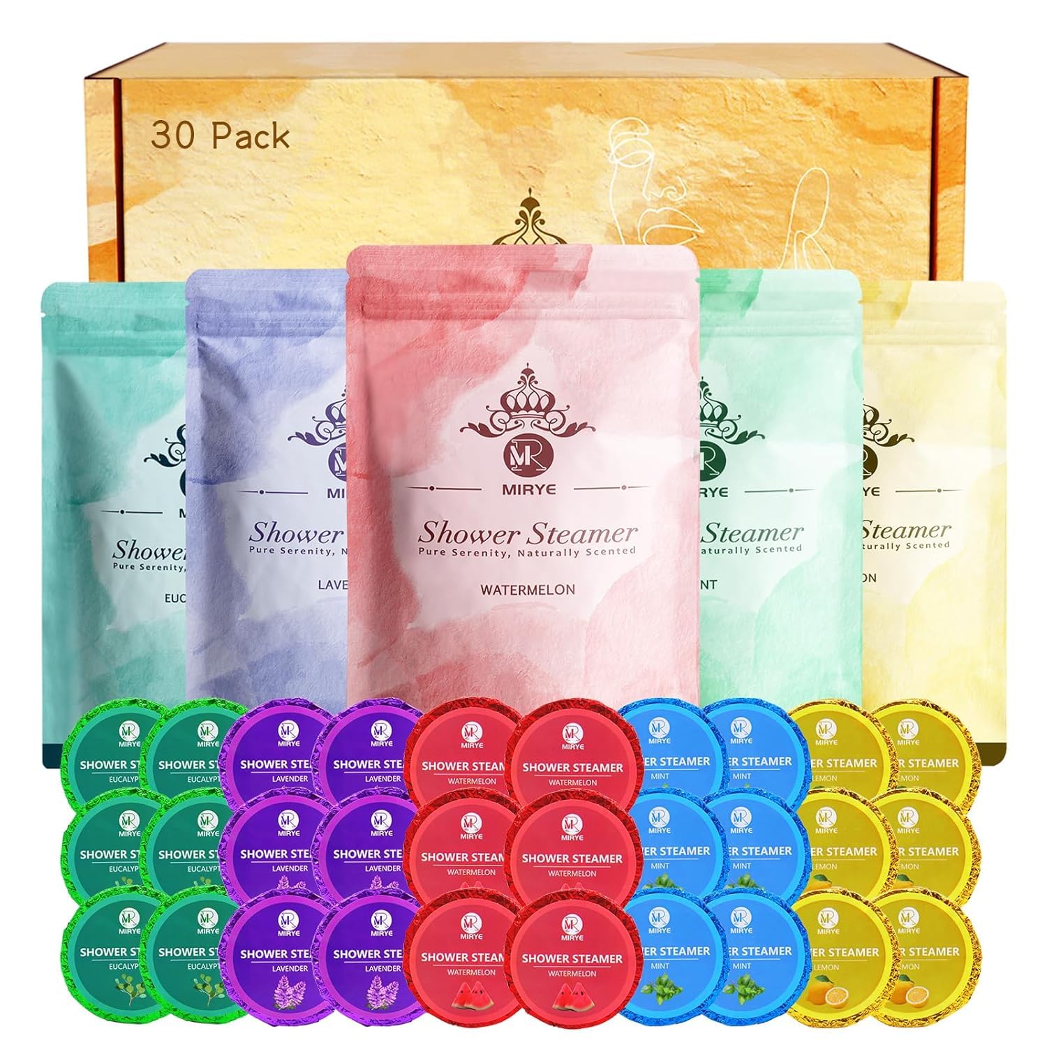 Aromatherapy Shower Steamers 30-Pack Stress Relief for Women Men Wife Friends